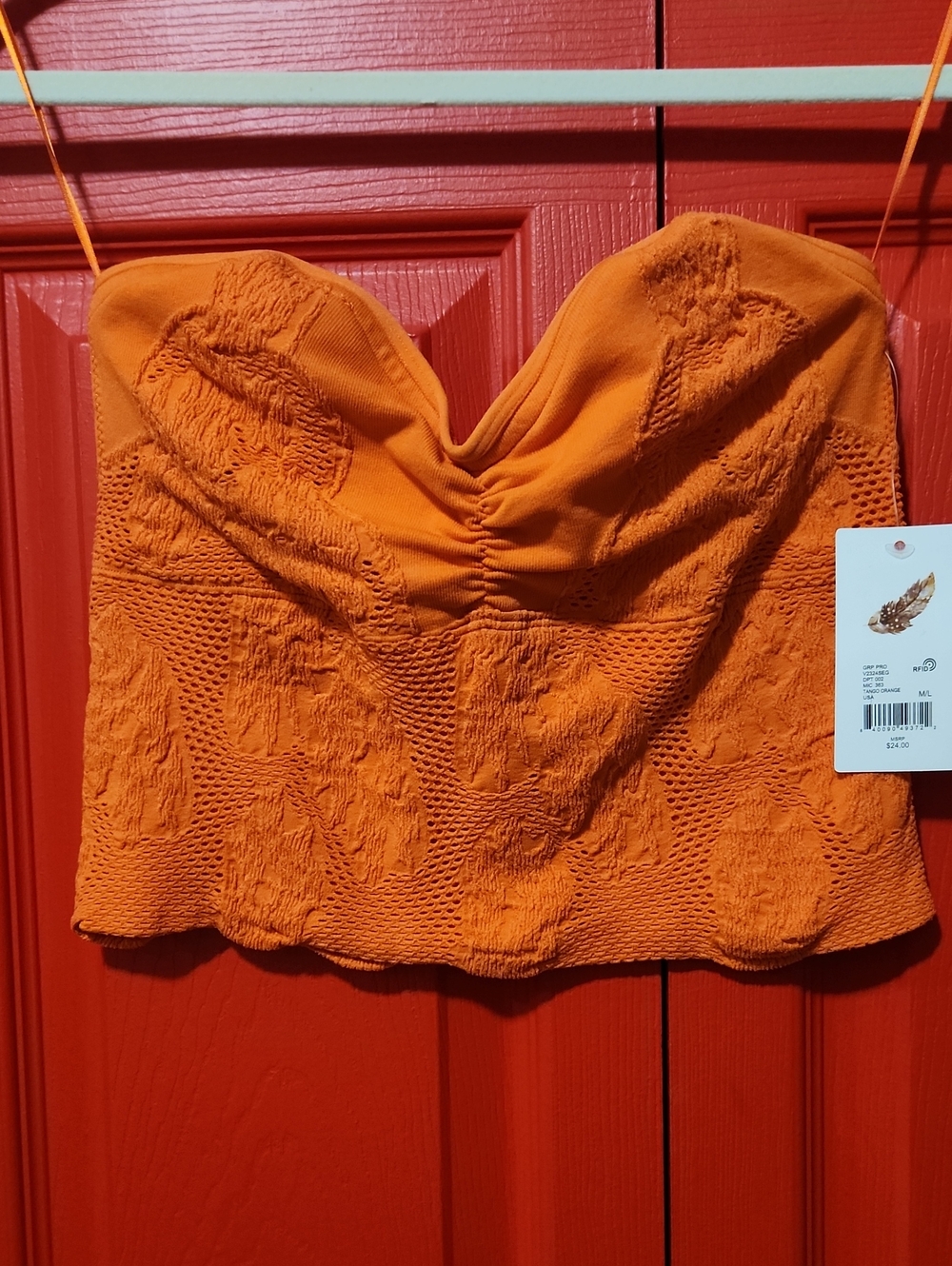 NWT Sz M/L Chelsea & Violet Bright Orange Strapless Tube Top